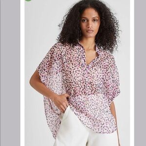 French Connection Womens Ekeze Crinkle Seeveless Popover Shirt Wild Rosa Multi
